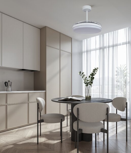 Mantra 9665 Luna Mini, rozvinovací ventilátor se svítidlem a dálk. ovladačem, LED 30W 3000-5000K, bílá, průměr 42/91cm