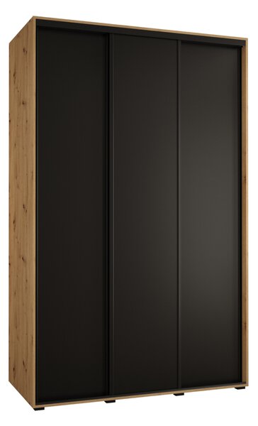 Šatní skříň YVONA 1 - 150/60 cm, dub artisan / černá / černá
