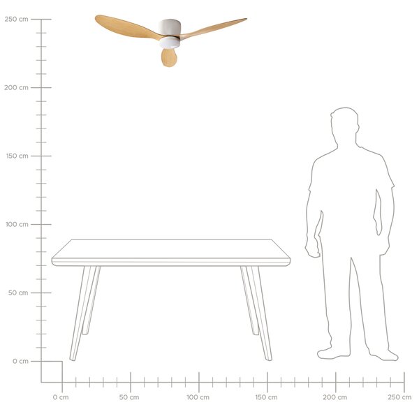 Stropní ventilátor se světlem VEMBAR s dálkovým ovládáním LED Světle hnědá