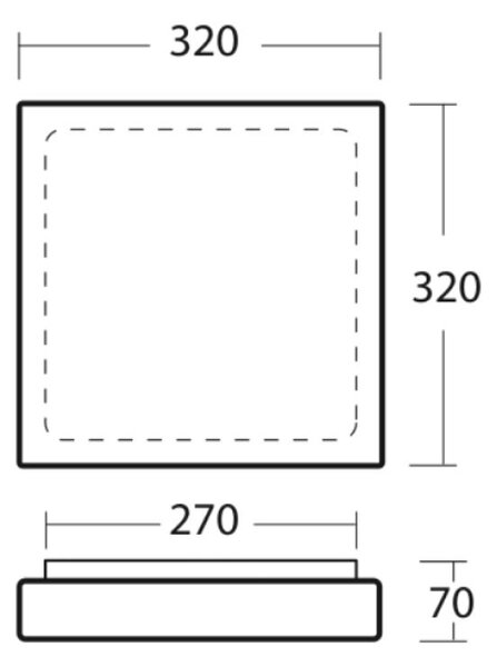 Osmont LIB55311 Libra 1, stropní čtvercové svítidlo ze skla, 2x40W E27, 32x32cm, IP44