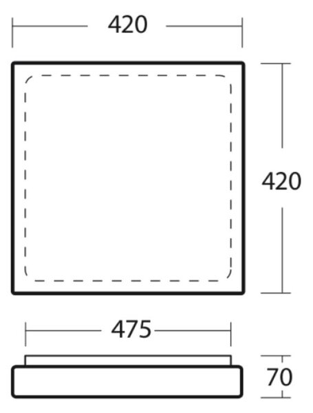 Osmont LIB55314 Libra 2, stropní čtvercové svítidlo ze skla, 3x40W E27, 42x42cm, IP44