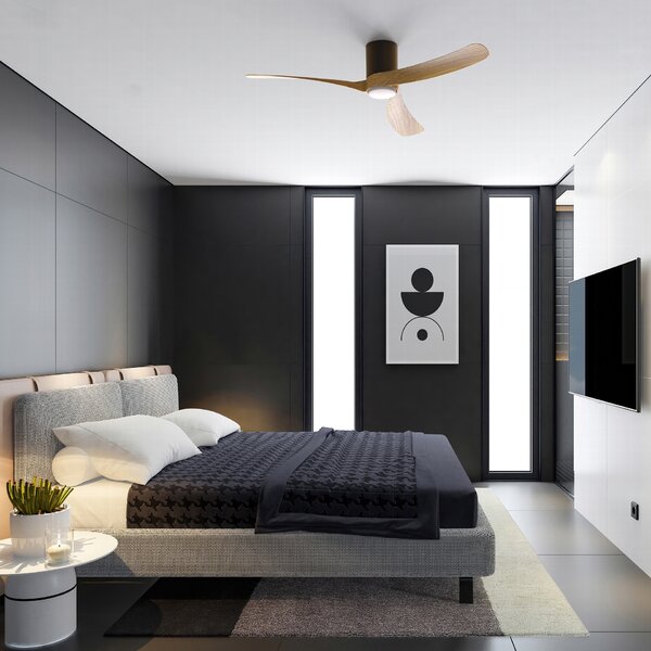 Mantra 9494 Nemo II L, lopatkový ventilátor se svítidlem a dálk. ovladačem, LED 19W 3000-5000K, černá/světlé dřevo, průměr 132cm