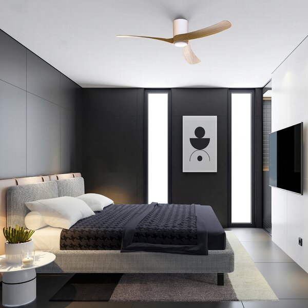 Mantra 9493 Nemo II L, lopatkový ventilátor se svítidlem a dálk. ovladačem, LED 19W 3000-5000K, bílá/dřevěná, průměr 132cm