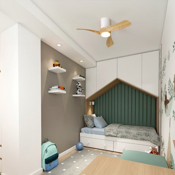 Mantra 9561 Nemo II XS, lopatkový ventilátor se svítidlem a dálk. ovladačem, LED 15W 3000-5000K, bílá/dřevěná, průměr 72cm