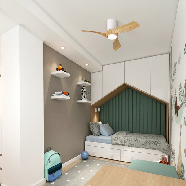 Mantra 9561 Nemo II XS, lopatkový ventilátor se svítidlem a dálk. ovladačem, LED 15W 3000-5000K, bílá/dřevěná, průměr 72cm