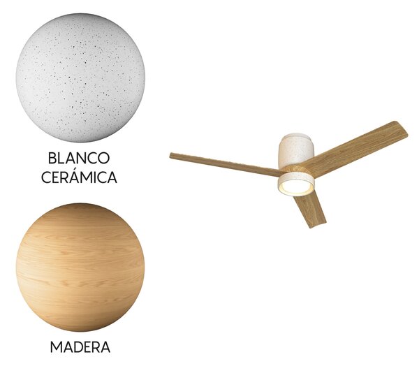 Mantra 9479 Ceramica, lopatkový ventilátor se svítidlem a dálk. ovladačem, LED 20W 3000-5000K, bílá/dřevěná, průměr 122cm