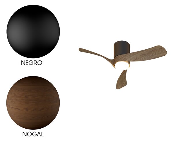Mantra 9635 Nemo II XS, lopatkový ventilátor se svítidlem a dálk. ovladačem, LED 15W 3000-5000K, černá/tmavé dřevo, průměr 72cm