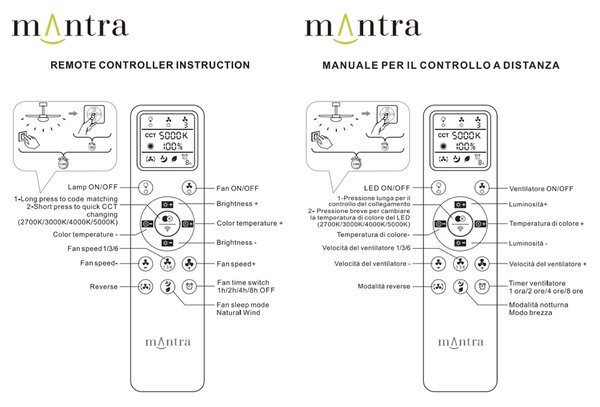 Mantra 9480 Ceramica, lopatkový ventilátor se svítidlem a dálk. ovladačem, LED 20W 3000-5000K, béžová/dřevěná, průměr 122cm