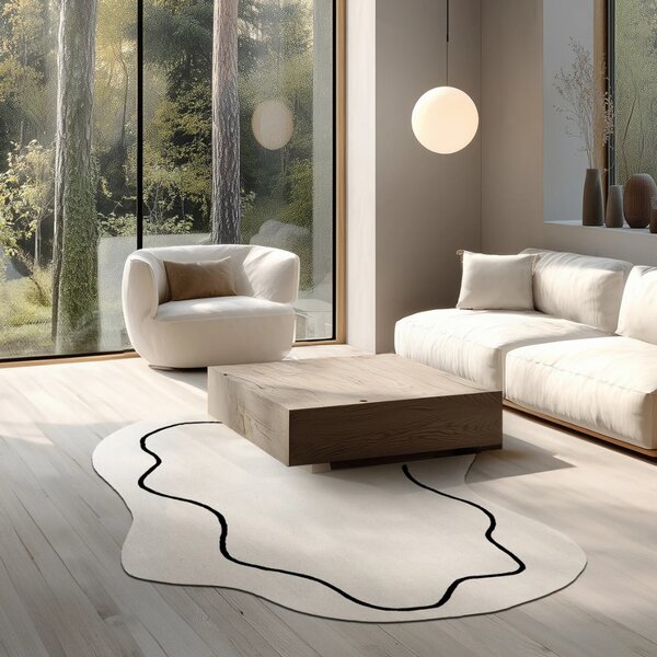 Fargotex Bílo-černý vlněný koberec Loop 160 x 230 cm