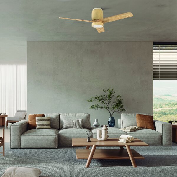 Mantra 9480 Ceramica, lopatkový ventilátor se svítidlem a dálk. ovladačem, LED 20W 3000-5000K, béžová/dřevěná, průměr 122cm