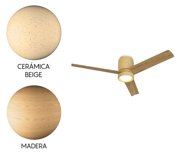Mantra 9480 Ceramica, lopatkový ventilátor se svítidlem a dálk. ovladačem, LED 20W 3000-5000K, béžová/dřevěná, průměr 122cm