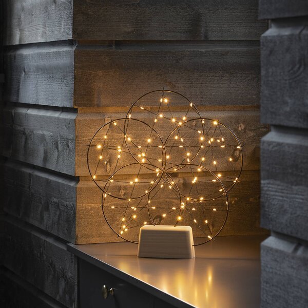 LED dekorační světlo 5 malých kruhů dřevěná noha