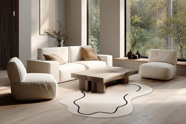 Fargotex Bílo-černý vlněný koberec Loop 160 x 230 cm