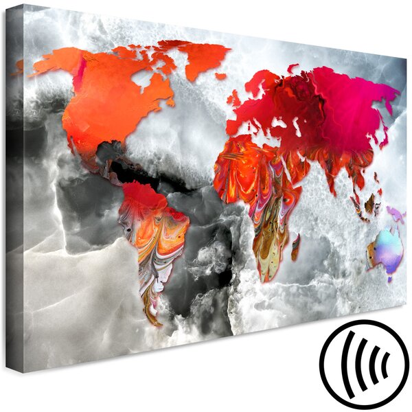 Obraz Mapa světa s červeným akcentem (1-dílný) široký - Abstrakce