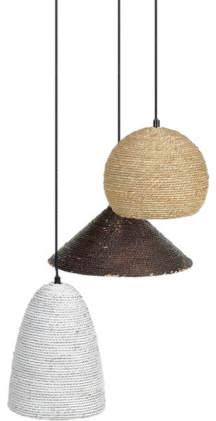 Závěsná lampa ENDRICK Proutí Přírodní Bílá Hnědá