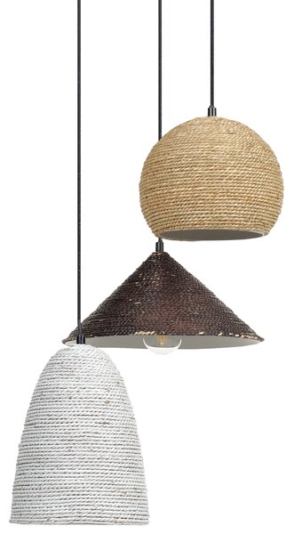 Závěsná lampa ENDRICK Proutí Přírodní Bílá Hnědá
