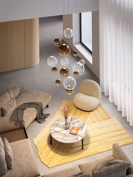 Lodes 17110 5827 Random Solo 10, závěs z oranžového foukaného skla, 1x3W LED 2700K, prům.10cm