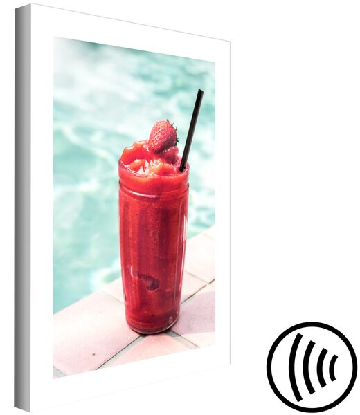 Obraz Prázdninový koktejl - jahodové studené smoothie v létě u bazénu