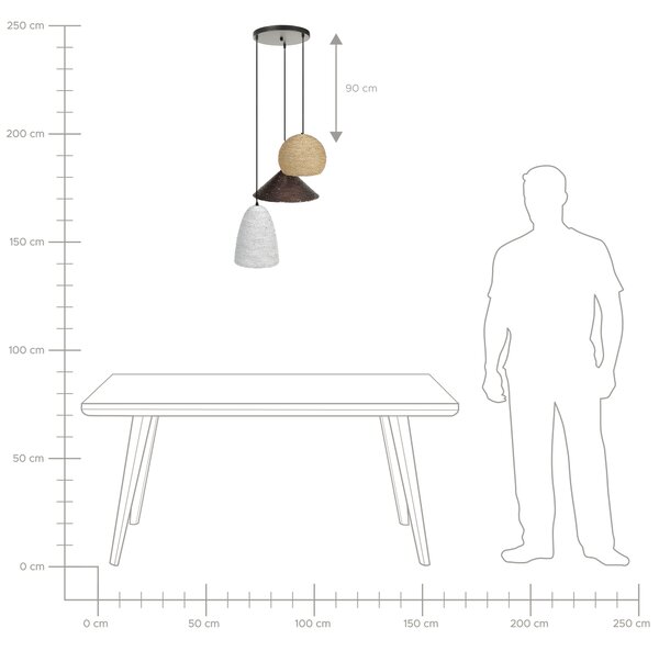 Závěsná lampa ENDRICK Proutí Přírodní Bílá Hnědá