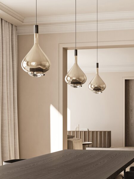 Lodes 14826 4627 Sky-Fall Medium, závěsné svítidlo bronzové sklo/černá, 12W LED 2700K, prům. 22cm