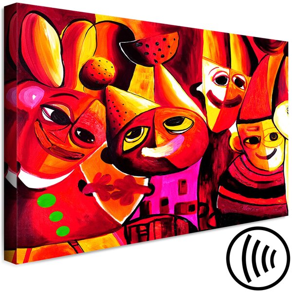 Obraz Barevný cirkus - malované čtyři veselí červení klauni