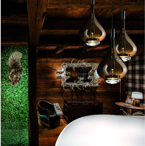 Lodes 14826 4627 Sky-Fall Medium, závěsné svítidlo bronzové sklo/černá, 12W LED 2700K, prům. 22cm