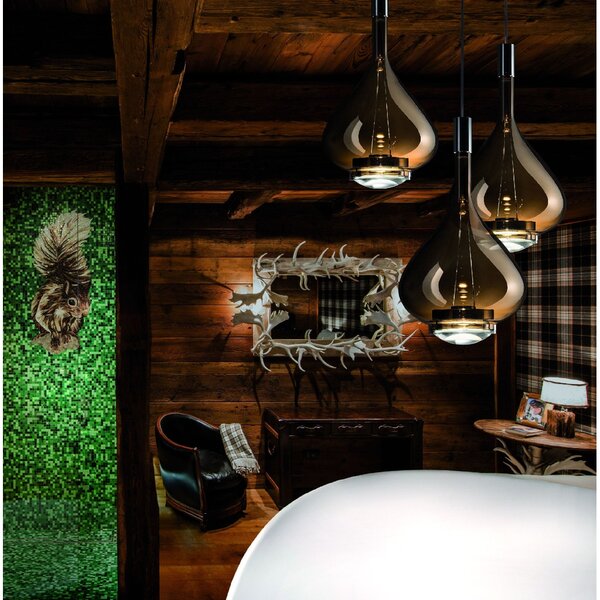 Lodes 14828 0027 Sky-Fall Large, závěsné svítidlo čiré sklo/černá, 12W LED 2700K, prům. 36cm