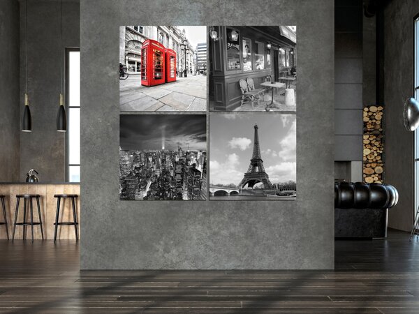 Obraz Pohlednice z dovolené - černobílé fotografie z Londýna a Paříže