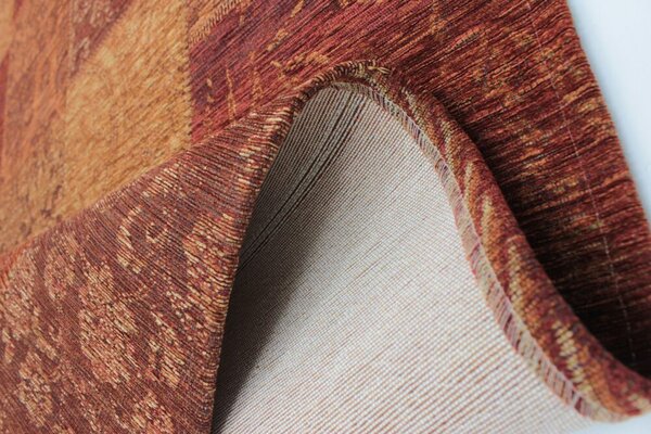 Flair Rugs, Kusový koberec Manhattan Patchwork Chenille Terracotta, 120x170, oranžová, chodba / předsíň