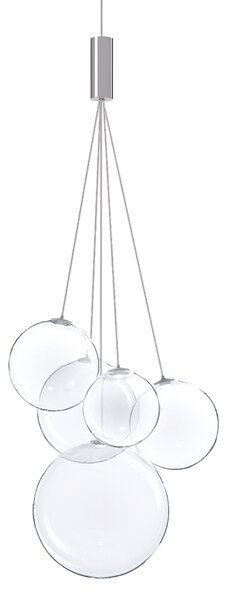 Lodes 16412 0027 Random Five, závěs z čirého foukaného skla, 5x1W LED 2700K, šířka 27cm