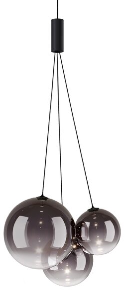 Lodes 16411 4327 Random, závěs z kouřového foukaného skla/černý kabel, 3x1W LED 2700K, šířka 29cm