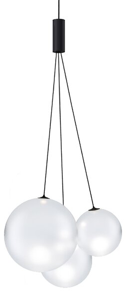 Lodes 16411 1327 Random, závěs z matně bílého foukaného skla/černý kabel, 3x1W LED 2700K, šířka 29cm