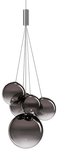 Lodes 16412 4327 Random Five, závěs z kouřového foukaného skla, 5x1W LED 2700K, šířka 27cm