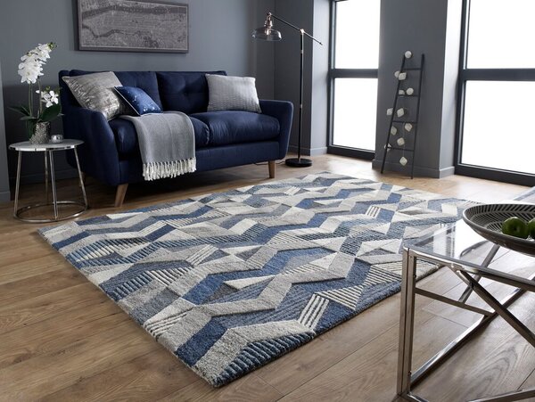 Flair Rugs, Kusový koberec Moda Asher Blue, 160x230, modrá, chodba / předsíň
