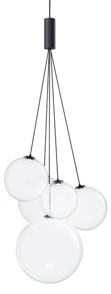 Lodes 16413 1327 Random Five, závěs z matně bílého foukaného skla/černý kabel, 5x1W LED 2700K, šířka 27cm