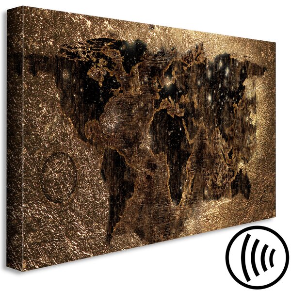 Obraz Exkluzivní mapa světa (1-dílný) - kontinenty na pozadí zlata