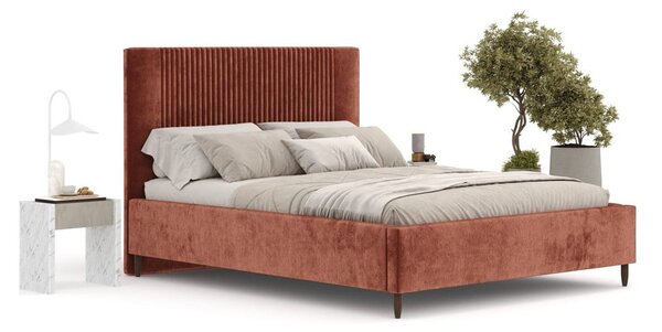 Čalouněná dvoulůžková postel v cihlové barvě s úložným prostorem s roštem 180x200 cm Etero – Maison de Rêve