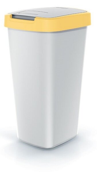 Odpadkový koš s barevným víkem, 25 l, žlutá / šedá