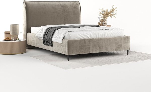 Béžová čalouněná dvoulůžková postel s úložným prostorem s roštem 180x200 cm Shell – Maison de Rêve