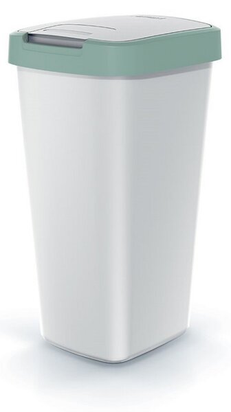 Odpadkový koš s barevným víkem, 25 l, zelená / šedá