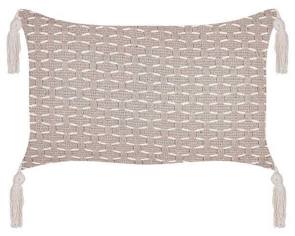 Sada 2 dekorativních polštářů HAKONE 45 x 25 cm Taupe Geometrický vzor