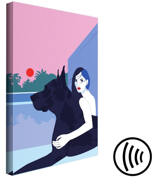 Obraz Žena se psem - minimalistická vektorová ilustrace