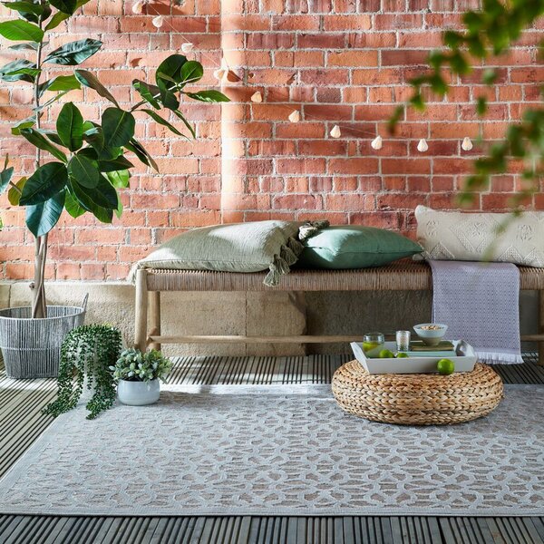 Flair Rugs, Kusový koberec Piatto Argento Silver – na ven i na doma, 80x150, šedá, chodba / předsíň