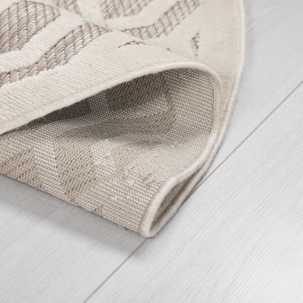 Flair Rugs, Kusový koberec Piatto Mondo Natural kruh – na ven i na doma, 160x160 (průměr) kruh, béžová, chodba / předsíň