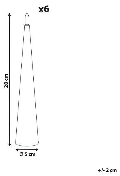 Sada 6 LED svíček AURUM 28 cm Krémově bílá