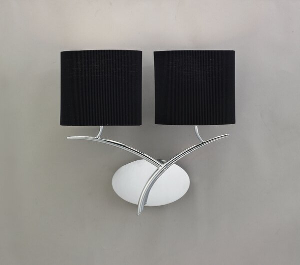 Mantra 1175 Eve 1175, nástěnné svítidlo španělského výrobce, 2x20W E27, chrom/stínítko z černého textilu, výška 38cm