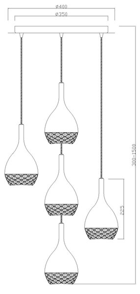 Mantra 5164 5164 Khalifa, závěsné svítidlo, 5X8W GU10, chrom, prům. 40cm