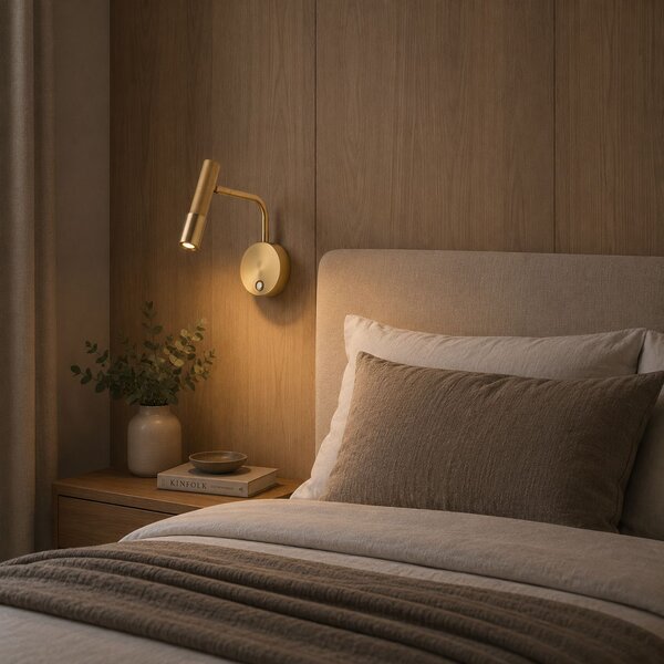 Redo 01-4441 Drill, zlaté nástěnné svítidlo s flexibilním ramenem a stmívačem LED 8W 2700K
