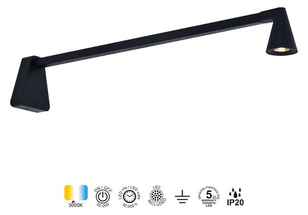 Mantra 9413 Africa, černé nástěnné svítidlo LED 5W, 3000K, 10 x 60cm