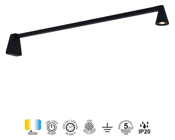 Mantra 9414 Africa, černé nástěnné svítidlo LED 5W, 3000K, 10 x 80cm